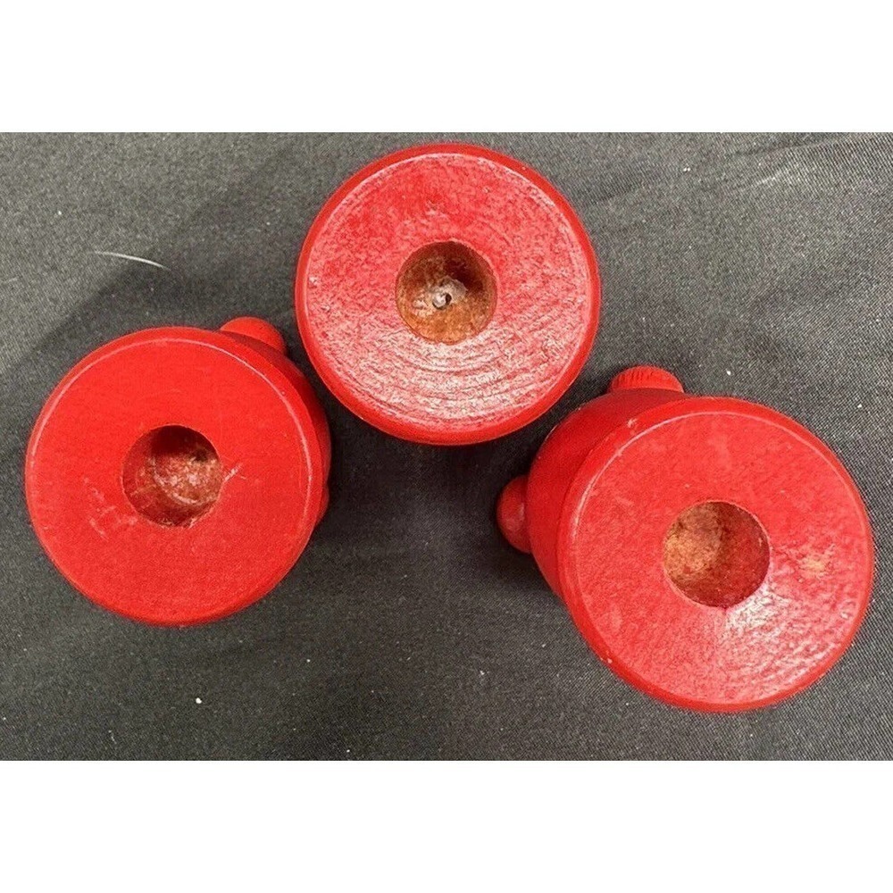 Three Scandinavian Red Candlestick Taper Candle Holders Sweden Nordic Vintage - Picture 2 of 3